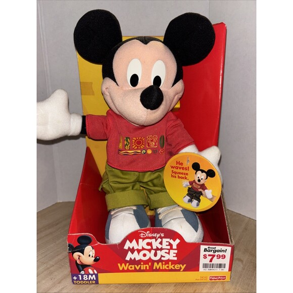 Disney Other - Vintage Y2K Disney Mickey Mouse Wavin' Mickey Plush Fisher-Price 2000 NEW
